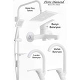 Mutfak Lavabo Banyo Bataryası Ve Robot Duş Takımı Beyaz Renk Baston Model Musluk Armatür