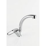 Mutfak Lavabo Bataryası – Krom Kaplama Eviye Bataryası, Kolay Kullanım Halkalı Sap Tasarımı, Döner Borulu ve Tek Kollu Musluk, Modern Tasarım (Uzun boru - 27cm)