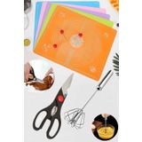 Mutfak Makası + Otomatik Basmalı Çırpıcı+Büyük Boy Silikon Hamur Açma Matı 40x50cm