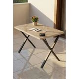 Mutfak Masası 110X70 Cm Modern Ahşap Görünümlü Yemek Masası Ofis Bahçe Balkon Cafe Masa 9831 Travert