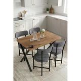 Mutfak Masası 4 Sandalyeli Set 110X70 Cm Modern Bahçe Cafe Masa Takımı 4 Kişilik Tedy 9880 Gri