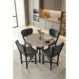 Mutfak Masası 4 Sandalyeli Set 90 Çap Yuvarlak Cafe Balkon Ofis Masa Yemek Takımı Elma 9867 Anstrast