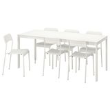 Mutfak masası takımı, beyaz, 6 sandalyeli, açılabilir