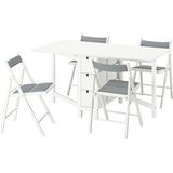 Mutfak Masası Takımı, Beyaz-Knisa Açık Gri, 4 Sandalyeli, Katlanabilir - 1/100 Toz Ceviz