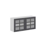 Mutfak Modül Mbr_C Üst 2Dk1R 120-H60Cm Dolap Cam Beyaz Antrasit Mdf