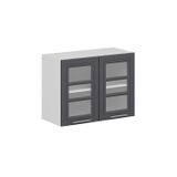 Mutfak Modül Mbr_C Üst 2Dk1R 80-H60Cm Dolap Cam Beyaz Antrasit Mdf