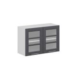 Mutfak Modül Mbr_C Üst 2Dk1R 90-H60Cm Dolap Cam Beyaz Antrasit Mdf