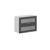 Mutfak Modül Mbr_C Üst 2Yk1R 80-H60Cm Dolap Cam Beyaz Antrasit Mdf