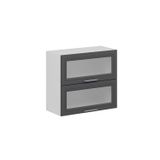 Mutfak Modül Mbr_C Üst 2Yk1R 80-H72Cm Dolap Cam Beyaz Antrasit Mdf