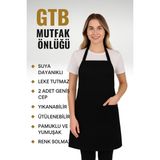 Mutfak Önlüğü Leke Tutmaz Gabardin Aşçı Şef Barista Mutfak Önlük Unisex Chef Apron - Standart - Siyah