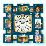 MUTFAK SAATLERİ SERİSİ-MB FOTOĞRAF ÇERÇEVELİ LACİVERT TEMALI DUVAR SAATİ-50*50 CM
