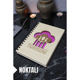Mutfak Temalı Ahşap Kapaklı Defter - Noktalı Tarif Defteri - Ajanda (A5 - 120 Sayfa)