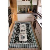 Mutfak Temalı Dijital Baskılı Kaymaz Yıkanabilir Mutfak Halısı Yolluk 80 X 150 Cm Siyah