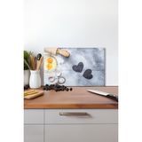 Mutfak Temalı Ekmek Çeşitleri Cam Kesme Tahtası , Silikon Ayaklı, Kırılmaya Dayanıklı, Sunum Tablası - 30 x 45 cm