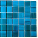 Mutfak Tezgah Arası, Banyo, Havuz, Sauna, Spa ve Iç ve Dış Dekorasyonda Tüm Yüzeyler Için, 48X48 mm ve Turkuaz-Mavi, 30X30 cm. Fileli Kristal Cam Mozaik. ( 11 File Karo = 1 M2 Fiyatıdır ) - Cam ölçüsü: 48x48x6mm - File ölçüsü: 30x30cm.