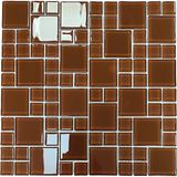 Mutfak Tezgah Arası, Banyo, Havuz, Sauna, Spa ve Iç ve Dış Dekorasyonda Tüm Yüzeyler Için, Sütlü Kahve 30X30 cm. Fileli Kristal Cam Mozaik. ( 1 M2 Fiyatıdır ) - 23x48x4mm