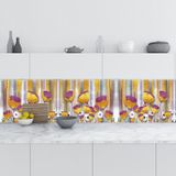 Mutfak Tezgah Arası Folyo Fayans Kaplama Folyosu 3d Golden Flower 60x100 Cm