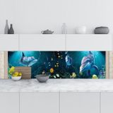 Mutfak Tezgah Arası Folyo Fayans Kaplama Folyosu 3d Sualtı Balıklar 60x300 Cm