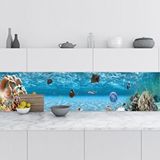 Mutfak Tezgah Arası Folyo Fayans Kaplama Folyosu Akvaryum Sualtı 60x500 cm