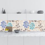 Mutfak Tezgah Arası Folyo Fayans Kaplama Folyosu Çiçek Duvar 2 60x200 cm