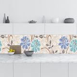 Mutfak Tezgah Arası Folyo Fayans Kaplama Folyosu Çiçek Duvar 60x100 cm