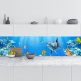 Mutfak Tezgah Arası Folyo Fayans Kaplama Folyosu Denizaltı Balıklar 60x300 cm