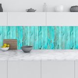 Mutfak Tezgah Arası Folyo Fayans Kaplama Folyosu Mavi Ahşap 60x500 cm