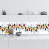 Mutfak Tezgah Arası Folyo Fayans Kaplama Folyosu Meyveler Su 60x300 cm