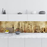 Mutfak Tezgah Arası Folyo Fayans Kaplama Folyosu Mimari Kolaj 60x200 cm