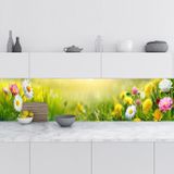 Mutfak Tezgah Arası Folyo Fayans Kaplama Folyosu Papatyalar 60x100 Cm