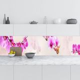 Mutfak Tezgah Arası Folyo Fayans Kaplama Folyosu Pembe Orkideler 60x500 cm