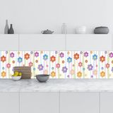 Mutfak Tezgah Arası Folyo Fayans Kaplama Folyosu Renkli Çiçekler 60x500 cm