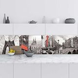 Mutfak Tezgah Arası Folyo Fayans Kaplama Folyosu Retro Siyah Beyaz 60x300 cm