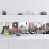 Mutfak Tezgah Arası Folyo Fayans Kaplama Folyosu Retro Siyah Beyaz 60x400 cm