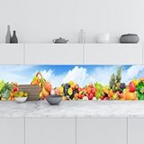 Mutfak Tezgah Arası Folyo Fayans Kaplama Folyosu Sebze Meyve Gökyüzü 60x500 cm