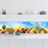 Mutfak Tezgah Arası Folyo Fayans Kaplama Folyosu Sebze Meyve Mavi Gökyüzü 60x400 cm