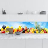 Mutfak Tezgah Arası Folyo Fayans Kaplama Folyosu Sebze Meyve Mavi Gökyüzü 60x500 cm