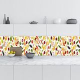 Mutfak Tezgah Arası Folyo Fayans Kaplama Folyosu Sebze Meyveler Kolaj 60x100 cm