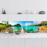 Mutfak Tezgah Arası Folyo Fayans Kaplama Folyosu Tropikal İskele 60x300 Cm