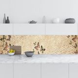 Mutfak Tezgah Arası Folyo Fayans Kaplama Folyosu Vintage Kelebek 60x500 cm