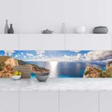 Mutfak Tezgah Arası Folyo Fayans Kaplama Folyosu Yunanistan Deniz 60x200 cm