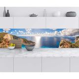 Mutfak Tezgah Arası Folyo Fayans Kaplama Folyosu Yunanistan Deniz 60x400 cm