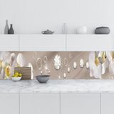 Mutfak Tezgah Arası Folyo Kaplama Folyosu Çiçek 60X500 cm - 01 - Beyaz - Option-1