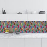 Mutfak Tezgah Arası Folyo Kaplama Folyosu Renkli Elmaslar 60X300 cm - 01 - Beyaz - Option-1
