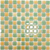 Mutfak Tezgah Arası, Havuz, Banyo, Sauna, Spa, Iç ve Dış Dekorasyonda Tüm Yüzeyler Için, 25X25MM. M.yeşili-Püskürtme Sarı Damalı, 31.5X31.5CM. Fileli Cam Mozaik. (10 File Karo = 1 M2 Fiyatıdır ) - Mozaik ölçüleri: 25x25mm. - File Karo ölçüsü: 31,5x31,5cm.