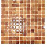Mutfak Tezgah Arası, Havuz, Banyo, Sauna, Spa, Iç ve Dış Dekorasyonda Tüm Yüzeyler Için, 25X25MM. P. Krem-Kahve, 31,5X31,5CM. Fileli Cam Mozaik. (10 File Karo = 1 M2 Fiyatıdır ) - Krem - Kahve