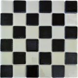 Mutfak Tezgah Arası, Havuz, Banyo, Sauna, Spa, Iç ve Dış Dekorasyonda Tüm Yüzeyler Için, 5X5CM. Beyaz-Siyah Damalı, 31.5X31.5CM. Fileli Cam Mozaik. (10 File Karo = 1 M2 Fiyatıdır ) - Mozaik ölçüleri: 5x5cm. - File Karo ölçüsü: 31,5x31,5cm.