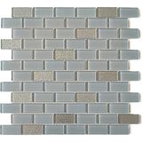 Mutfak Tezgah Arası, Iç ve Dekorasyonda Tüm Yüzeyler Için, 23X48 mm Gri-Gümüş Mix, 30X30 cm. Fileli Kristal Cam Mozaik. ( 11 File Karo = 1 M2 Fiyatıdır ) - Açık Gri