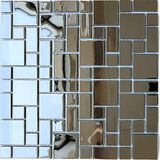 =mutfak Tezgah Arası ve Iç Dekorasyon Için Gümüş Krom (Inox) Mix. 30X30CM Fileli Kristal Cam Mozaik ( 11 File Karo = 1 M2 Fiyatıdır ) - 30 x 30 cm