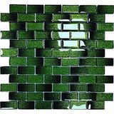 Mutfak Tezgah Arası ve Iç Mekan Kaplama ve Dekorasyon Uygulamalarında Tüm Yüzeyler Için, 23X48MM. Siyah-Yeşil Sim Efekti. 30X30CM. Fileli Kristal Mozaik. - Siyah - Yeşil